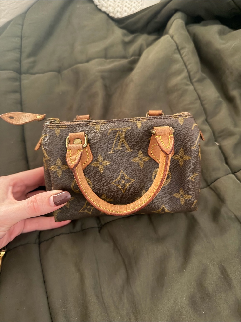 Louis Vuitton Brown Monogram Mini Satchel with Tan Trim